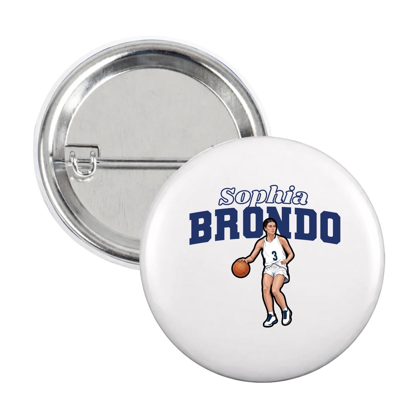 Game Day Button — Name Arch in White
