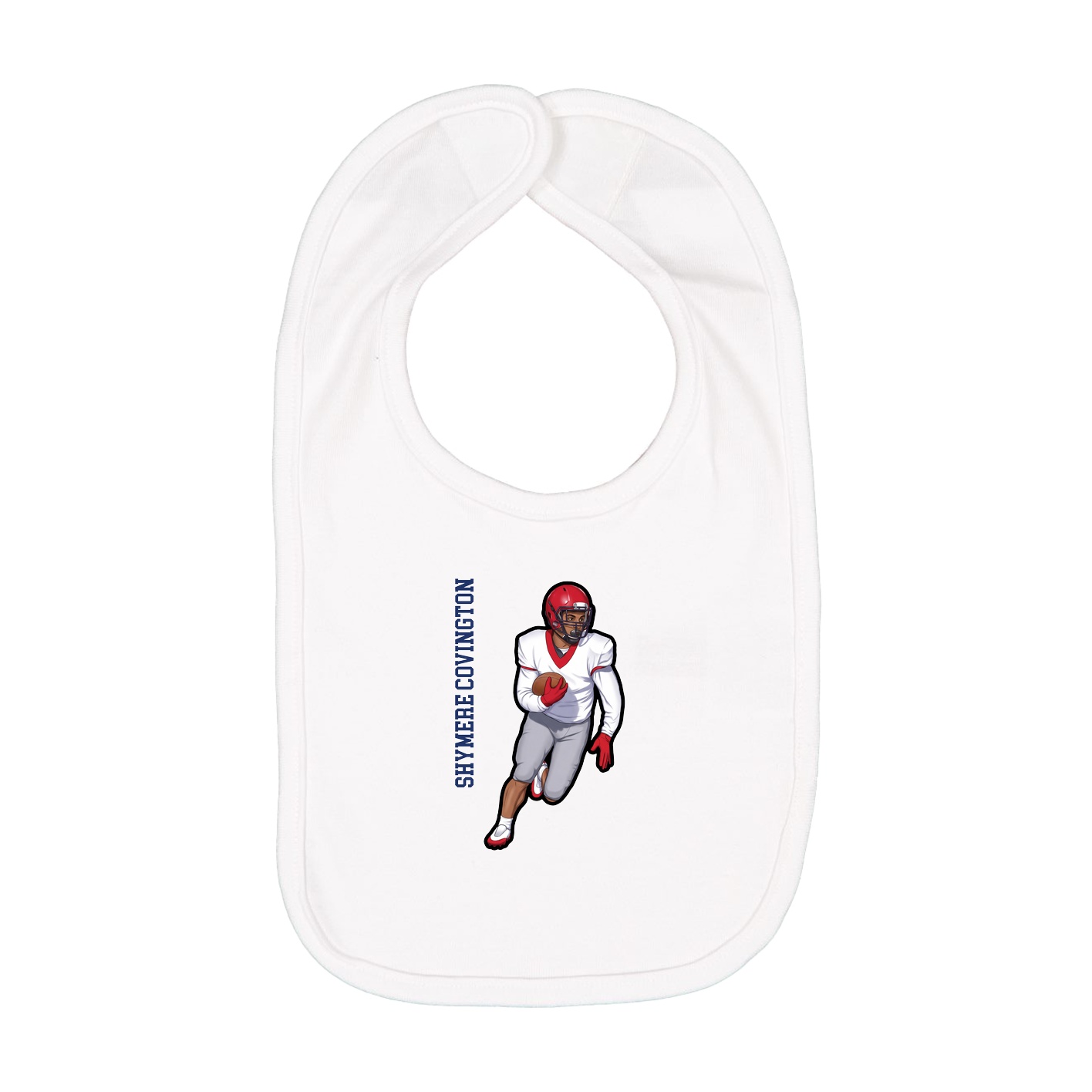 Infant Bib — Name Vertical in White