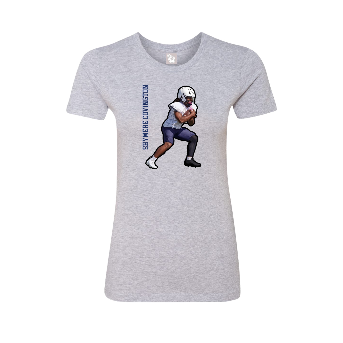 Fitted Women's Tee — Name Vertical in Grey