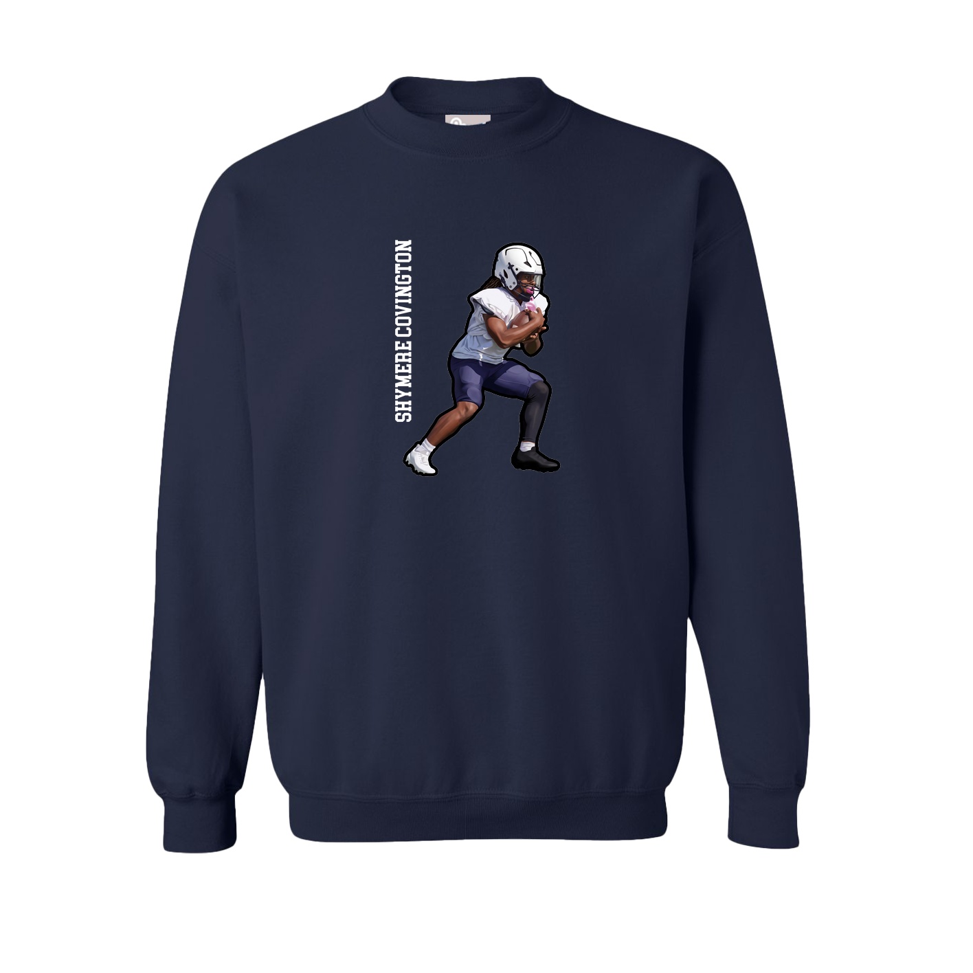 Fleece Crew — Name Vertical in Navy