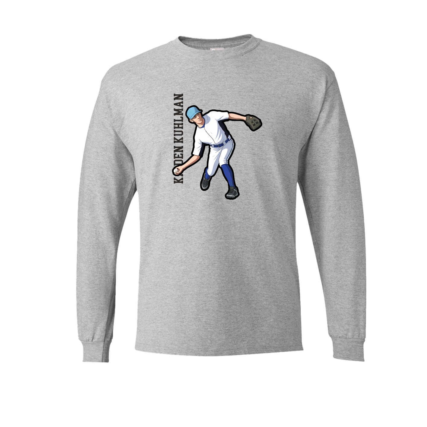 Long Sleeve Tee — Name Vertical in Grey