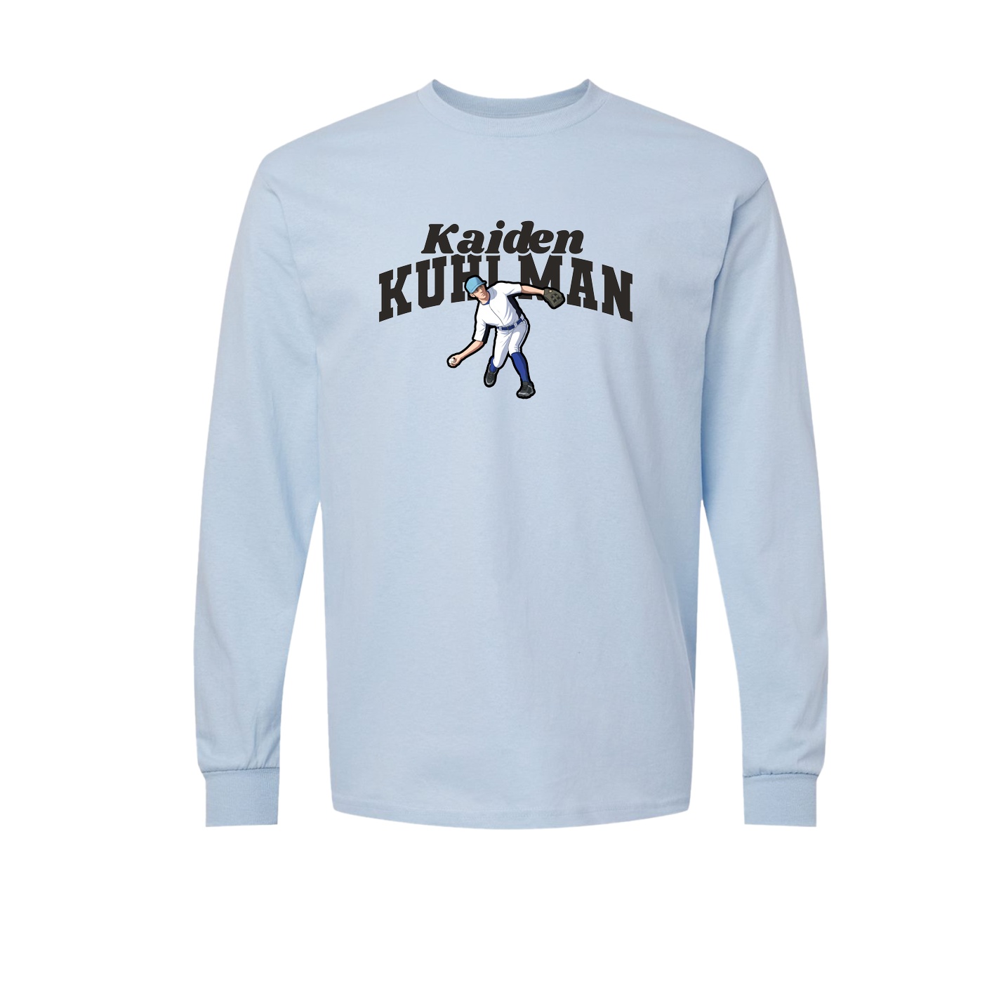 Long Sleeve Tee — Signature Arch in Light Blue
