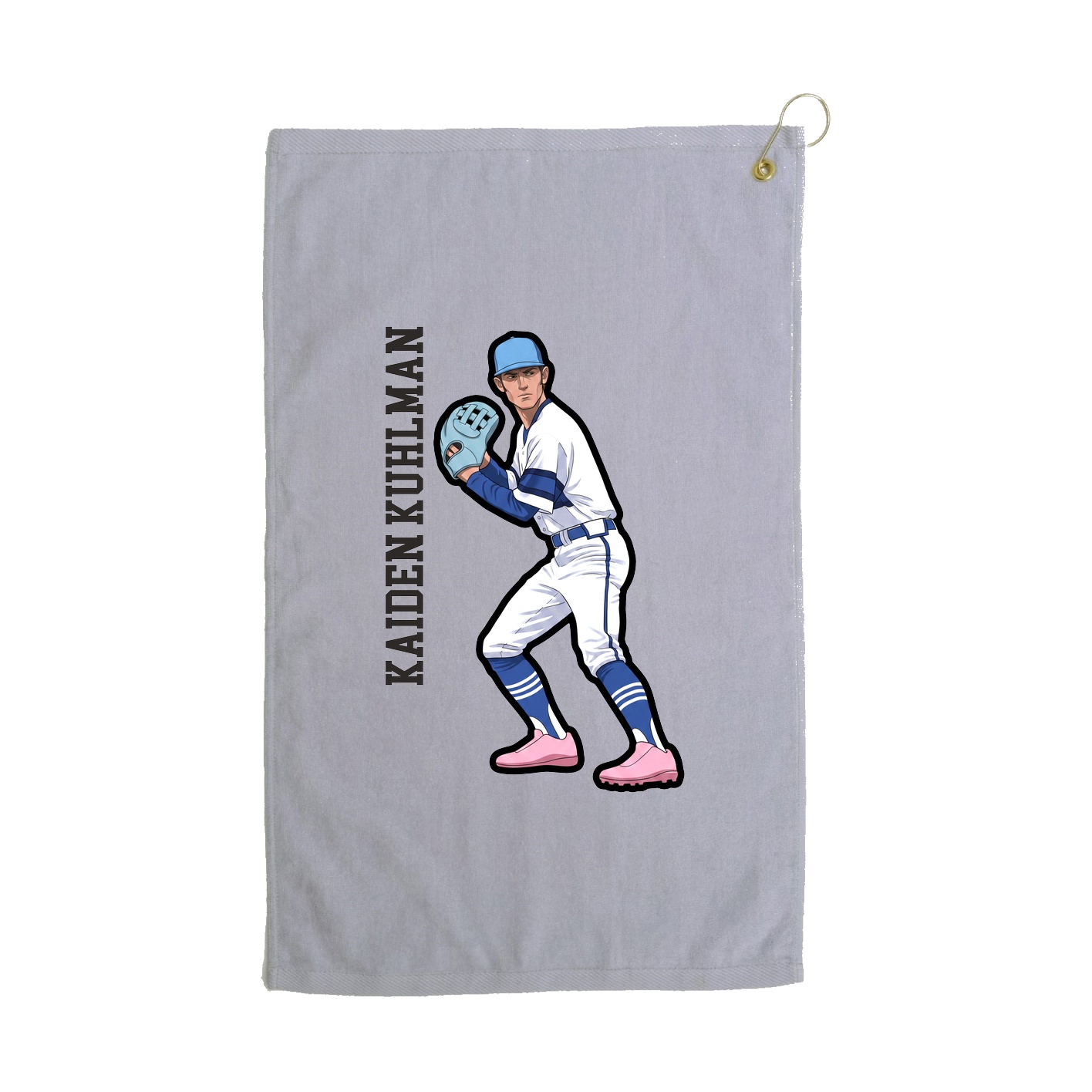 Golf Towel — Name Vertical in Grey