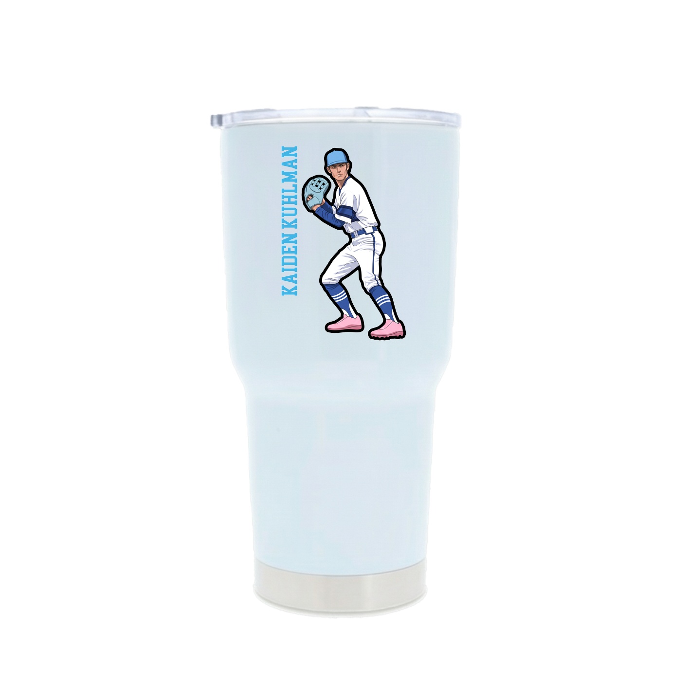 30oz Stainless Steel Tumbler — Name Vertical in White