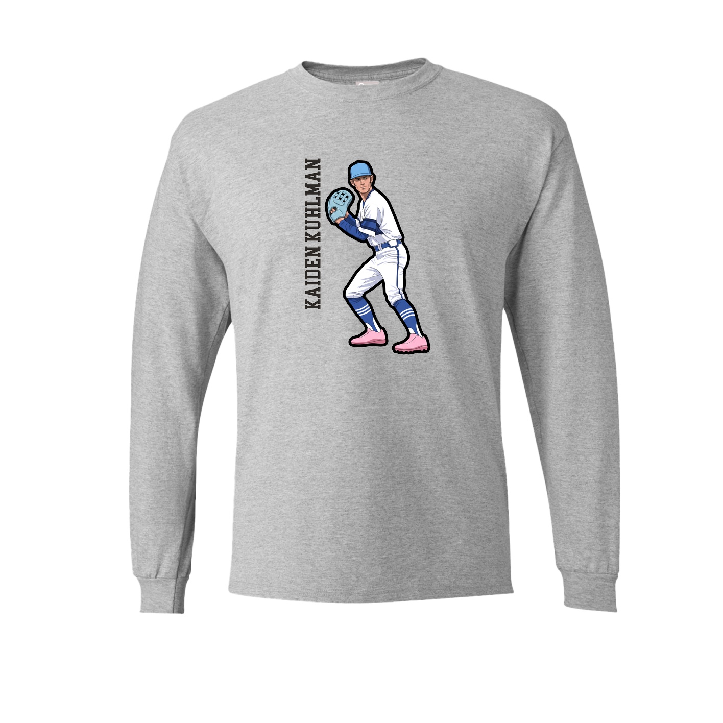 Long Sleeve Tee — Name Vertical in Grey