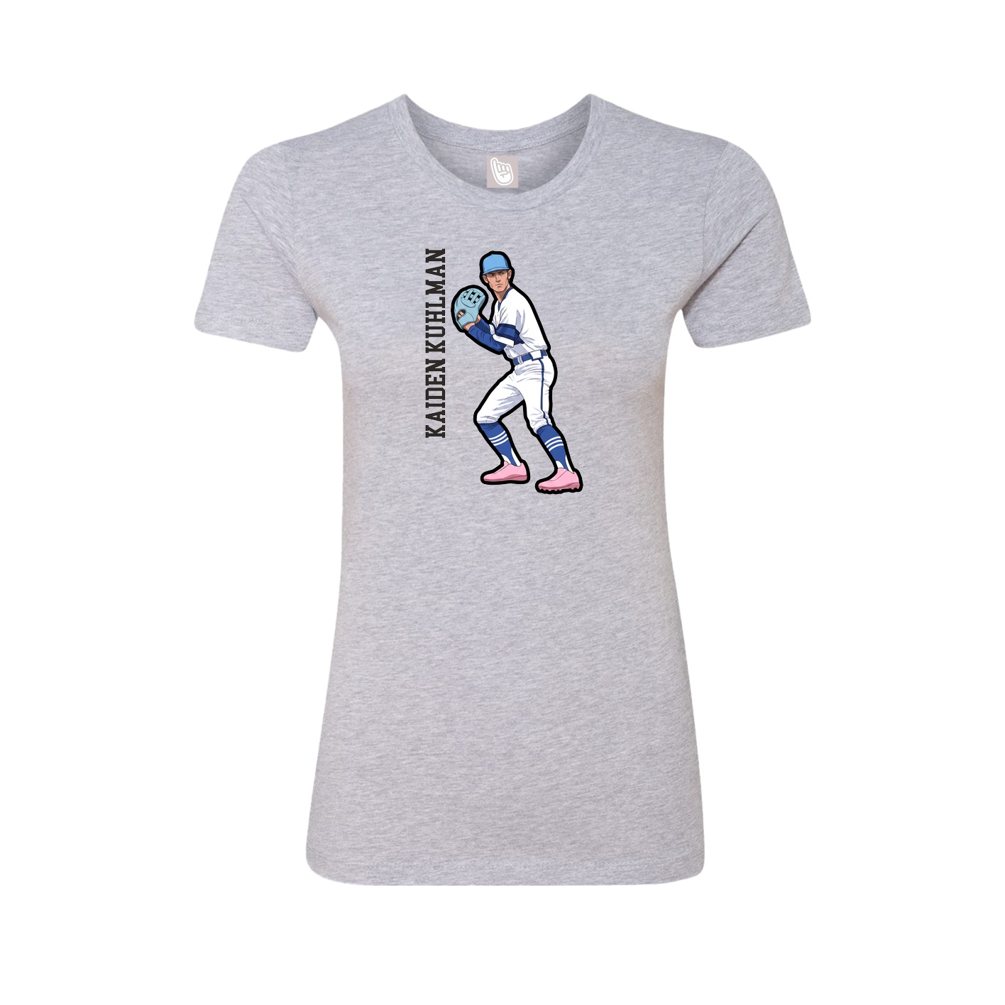 Fitted Women's Tee — Name Vertical in Grey