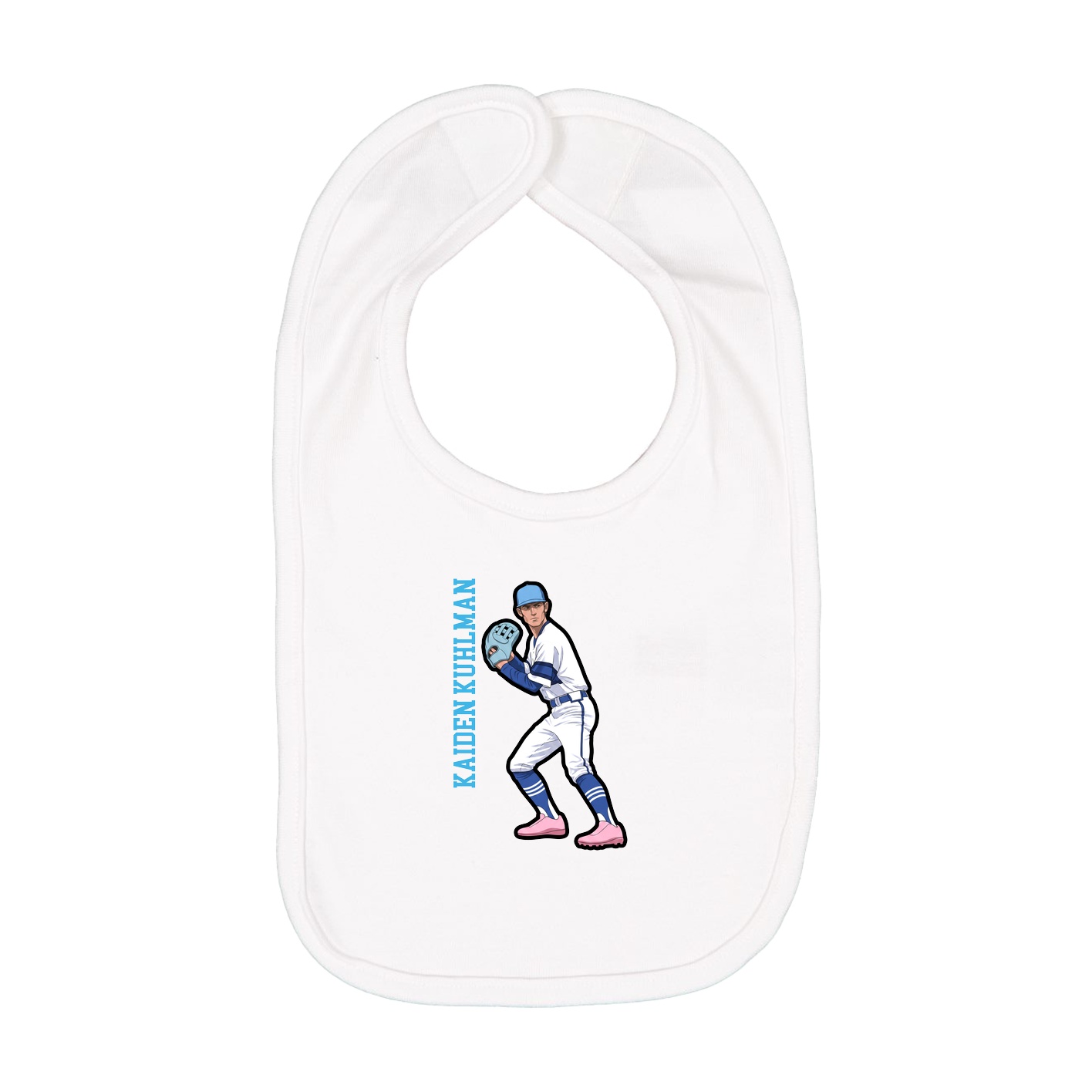 Infant Bib — Name Vertical in White