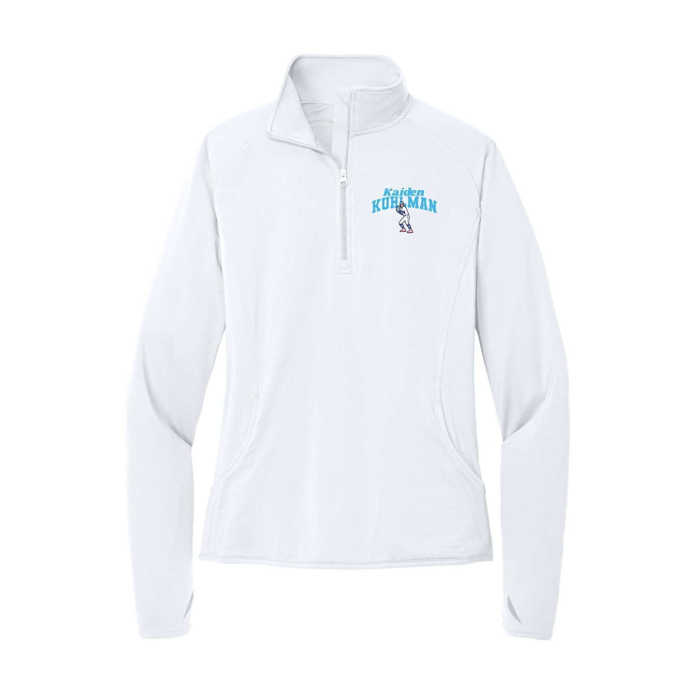 Women's Q-Zip Pullover — Signature Arch in White