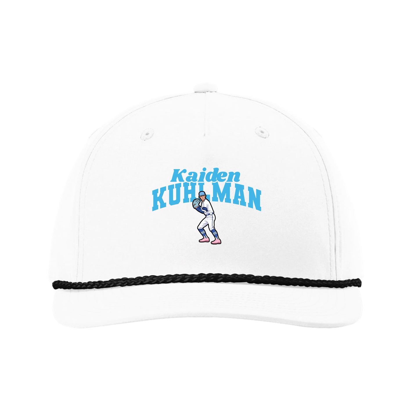 Five-Panel Classic Rope Cap — Signature Arch in White