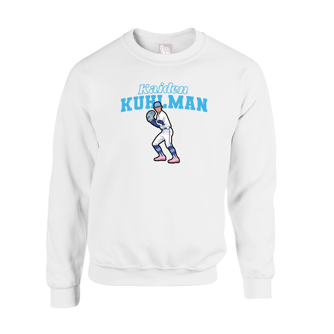 Fleece Crew — Name Arch in White