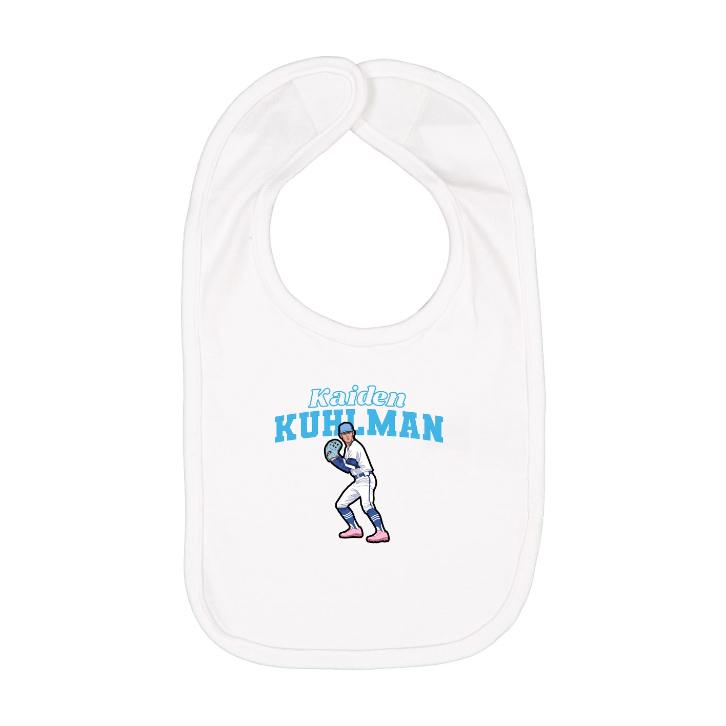 Infant Bib — Name Arch in White