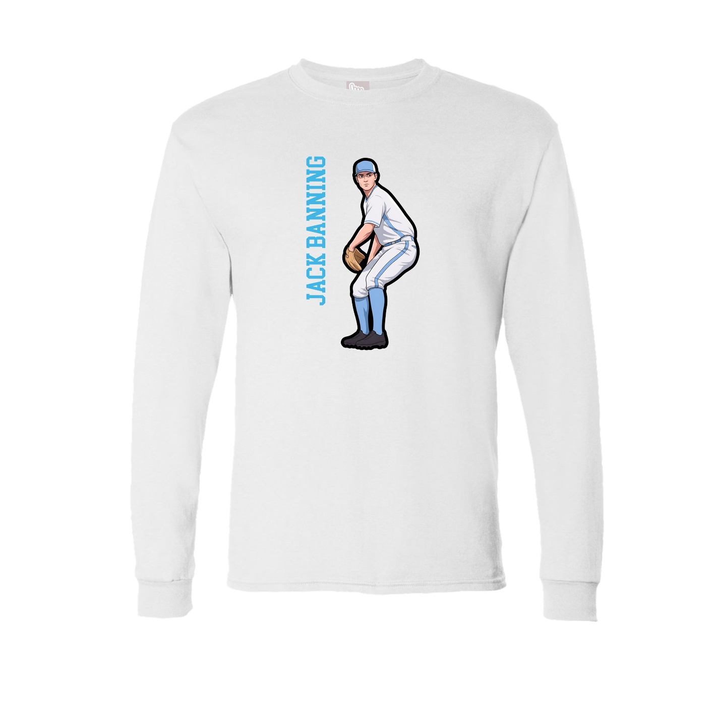 Long Sleeve Tee — Name Vertical in White