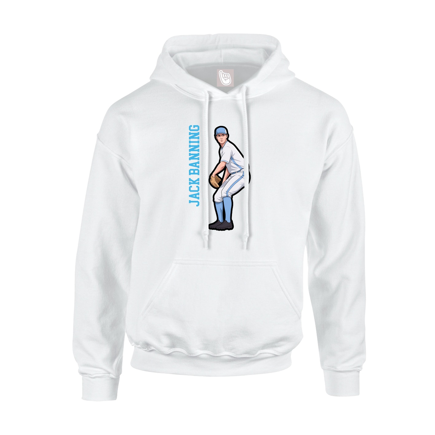 Youth Hoodie — Name Vertical in White