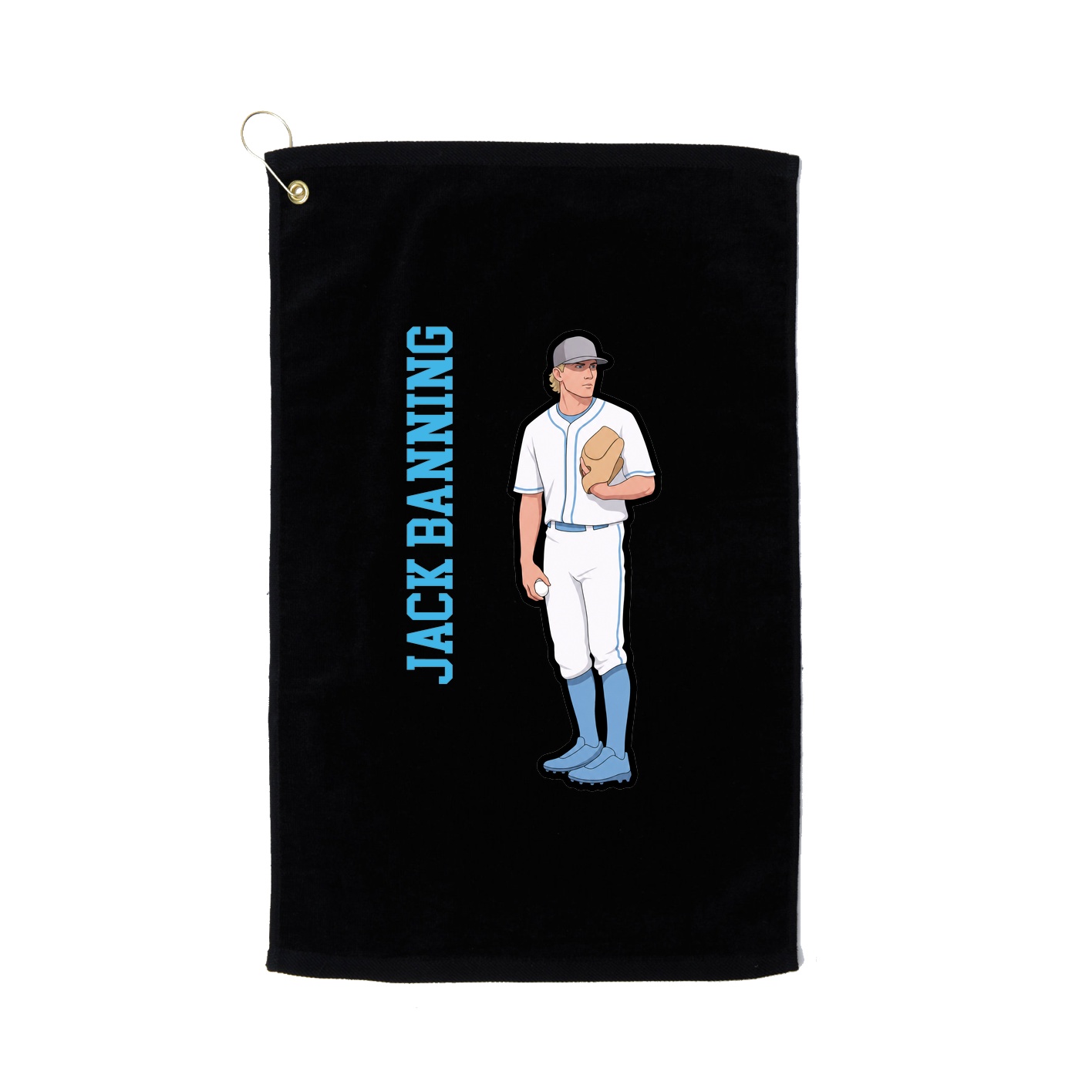 Golf Towel — Name Vertical in Black