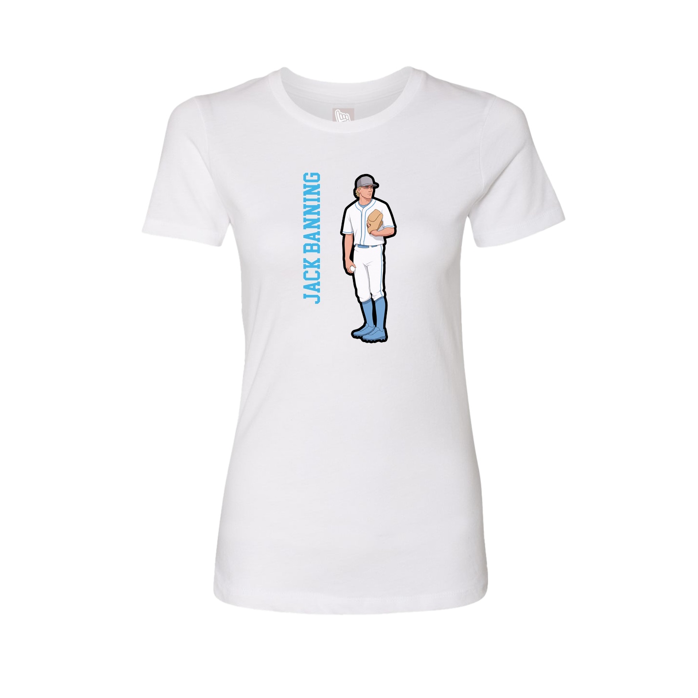 Fitted Women's Tee — Name Vertical in White