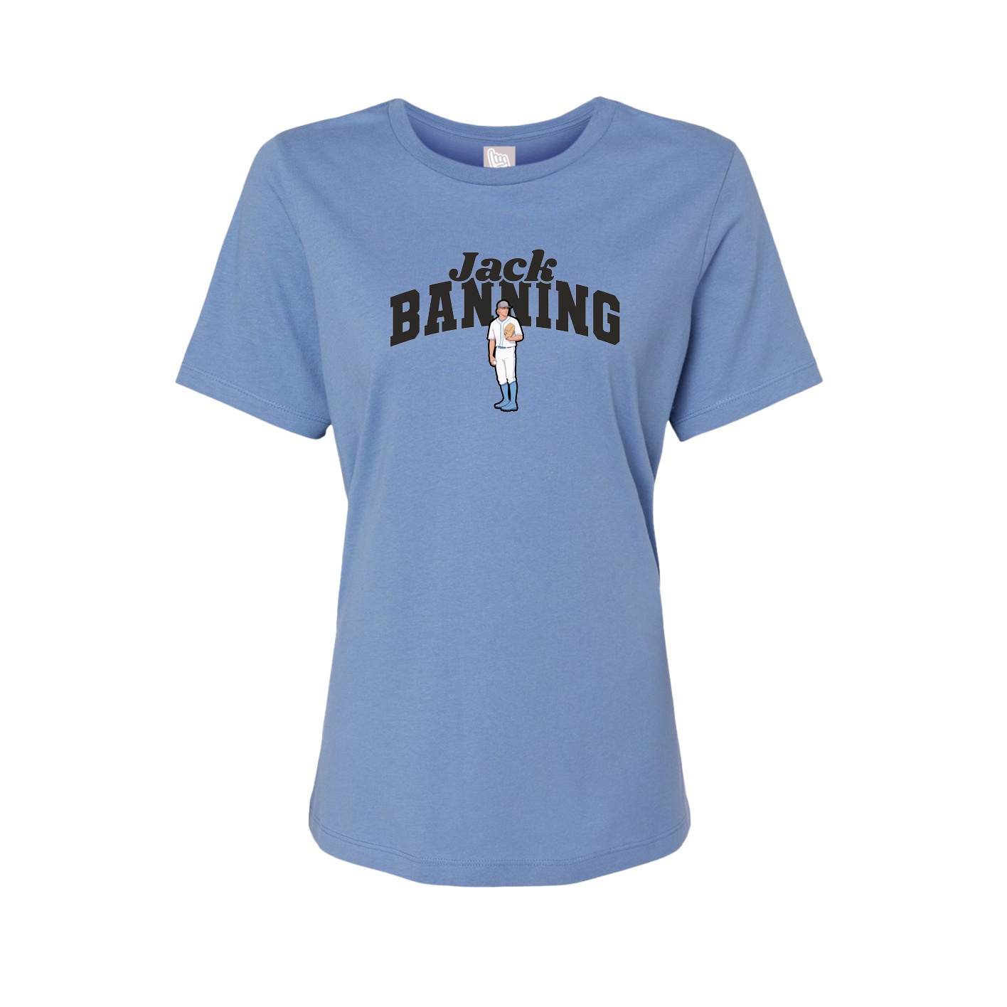 Fitted Women's Tee — Signature Arch in Powder Blue
