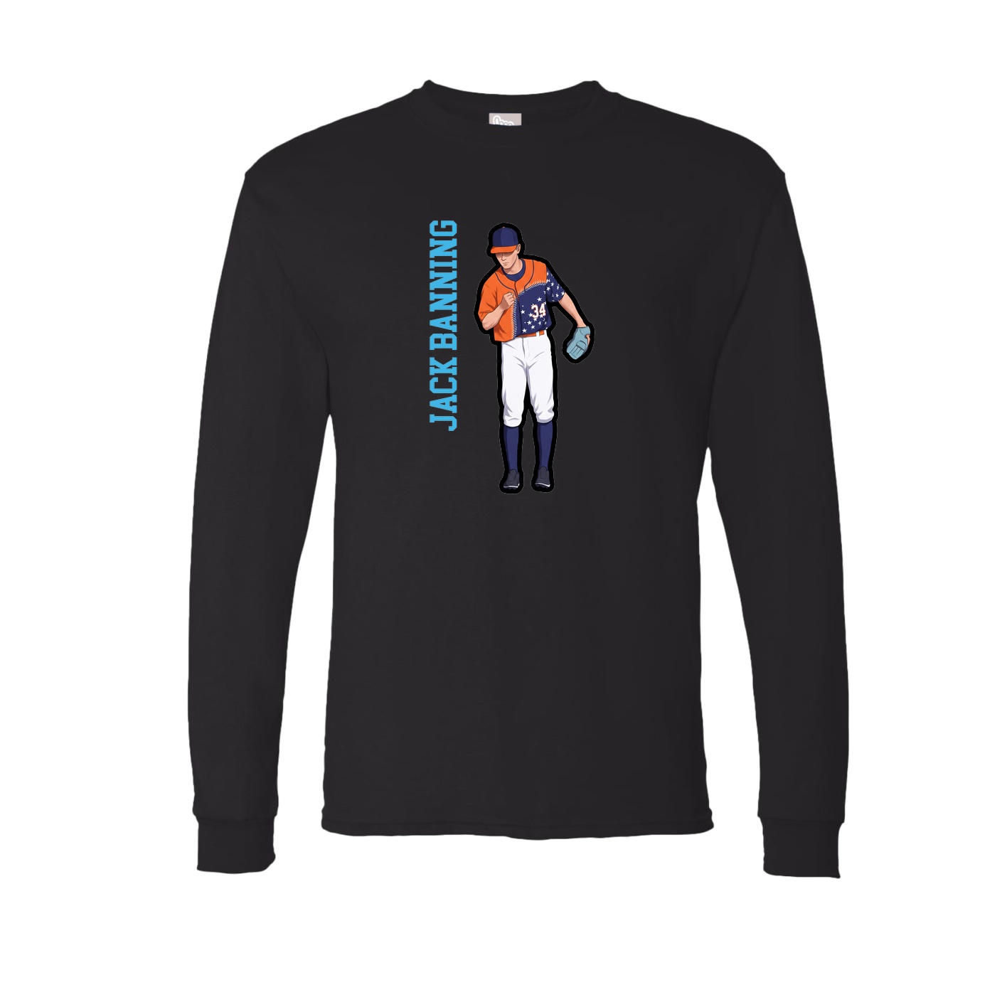 Long Sleeve Tee — Name Vertical in Black
