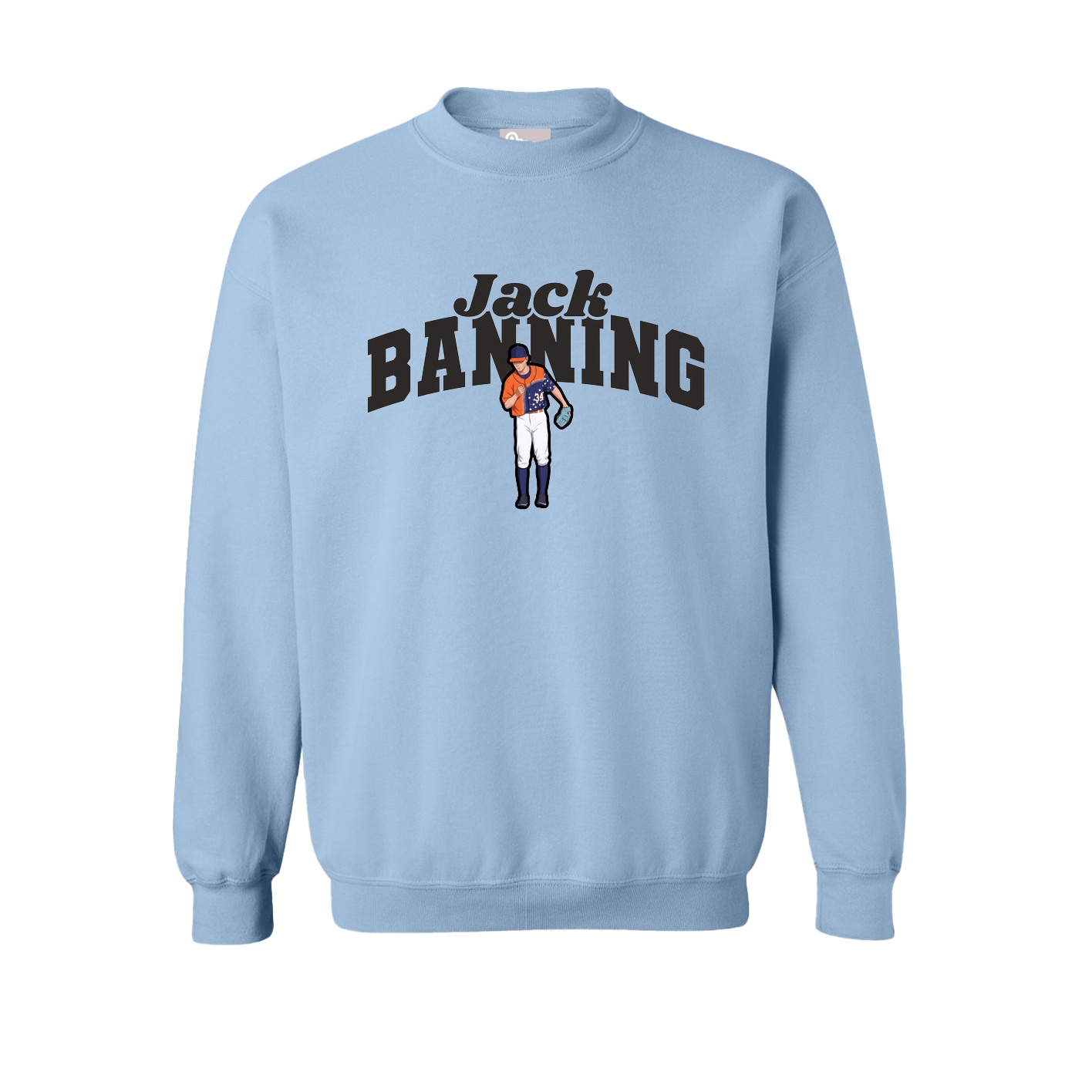 Fleece Crew — Signature Arch in Light Blue