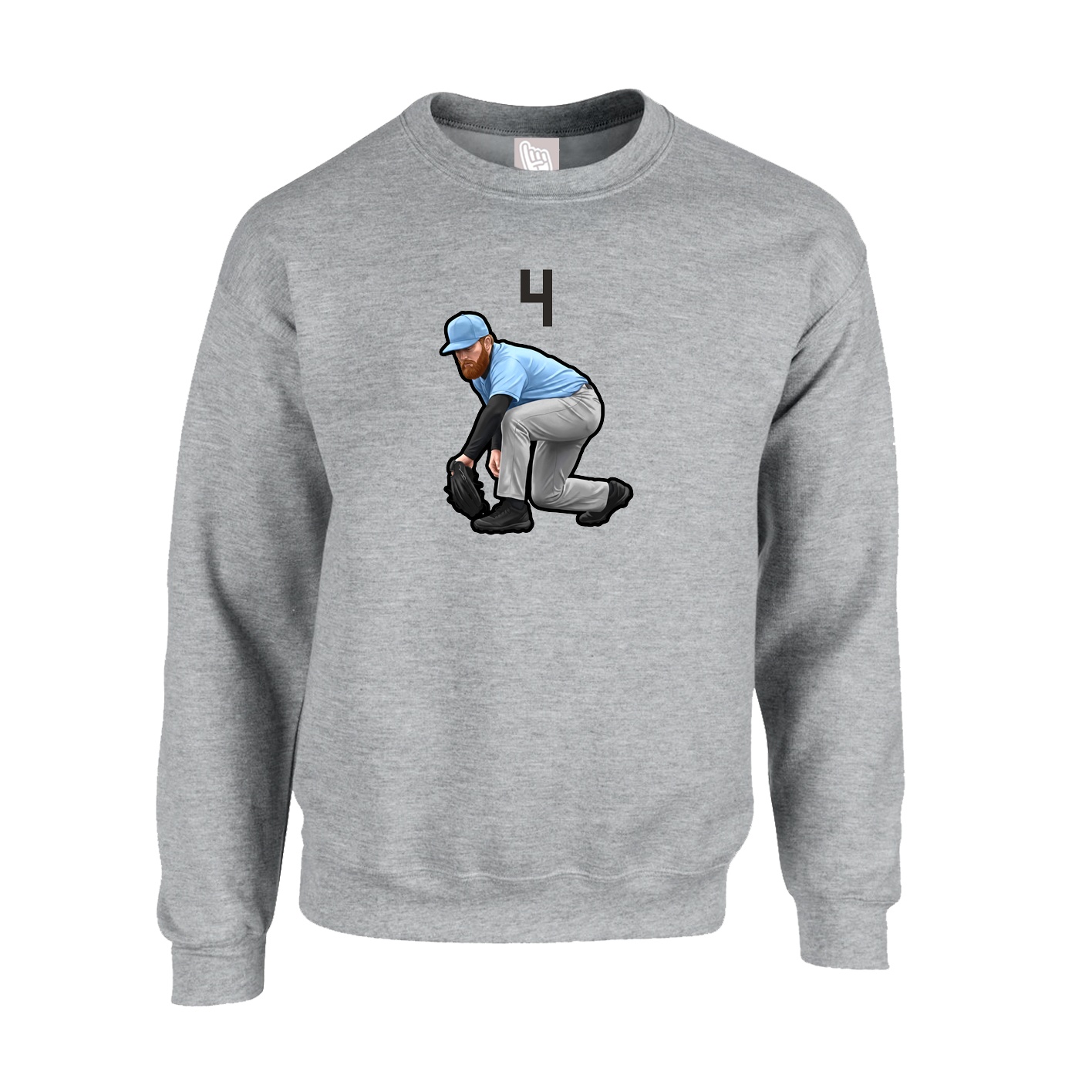 Fleece Crew — Number Top in Grey