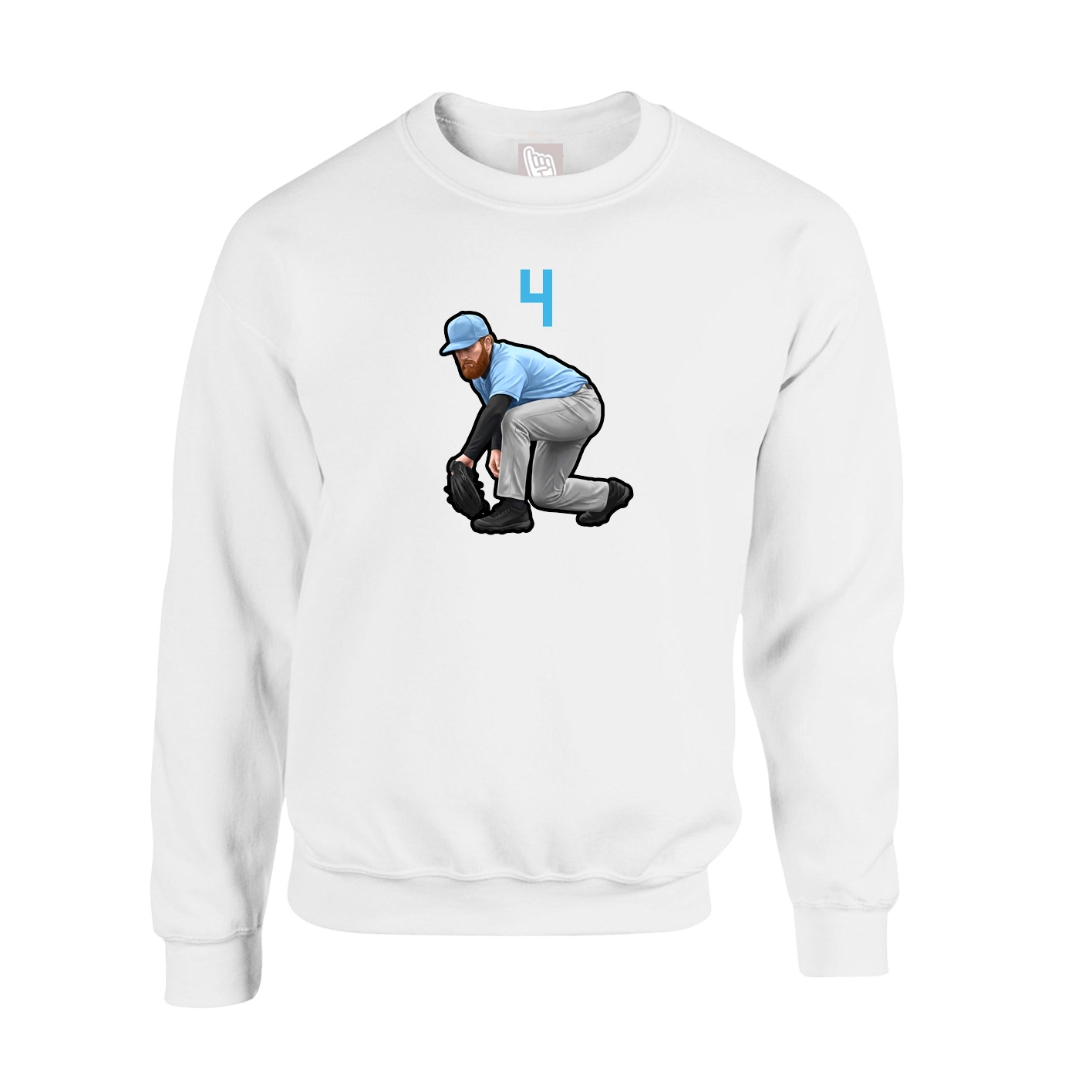 Fleece Crew — Number Top in White
