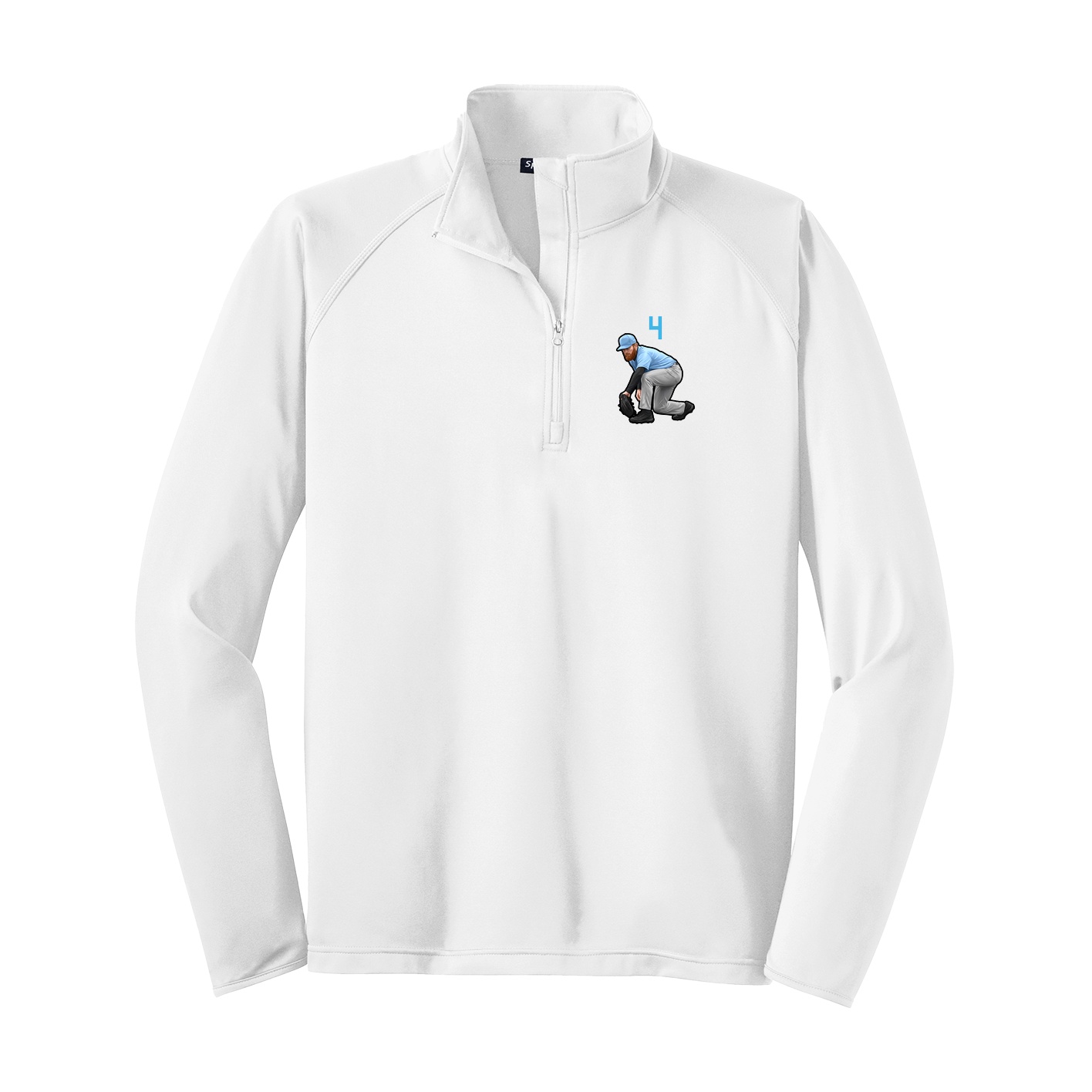 Q-Zip Pullover — Number Top in White