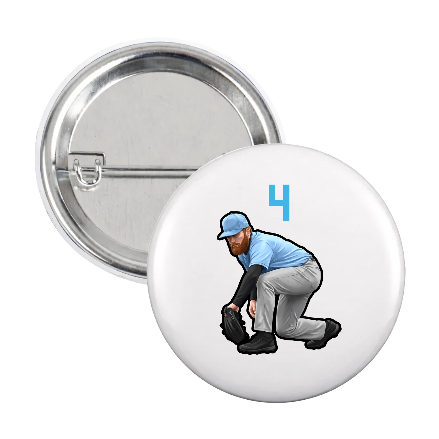 Game Day Button — Number Top in White