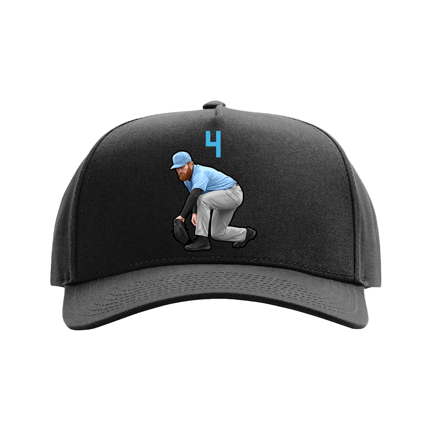 Full Fabric Five-Panel Champ Cap — Number Top in Black