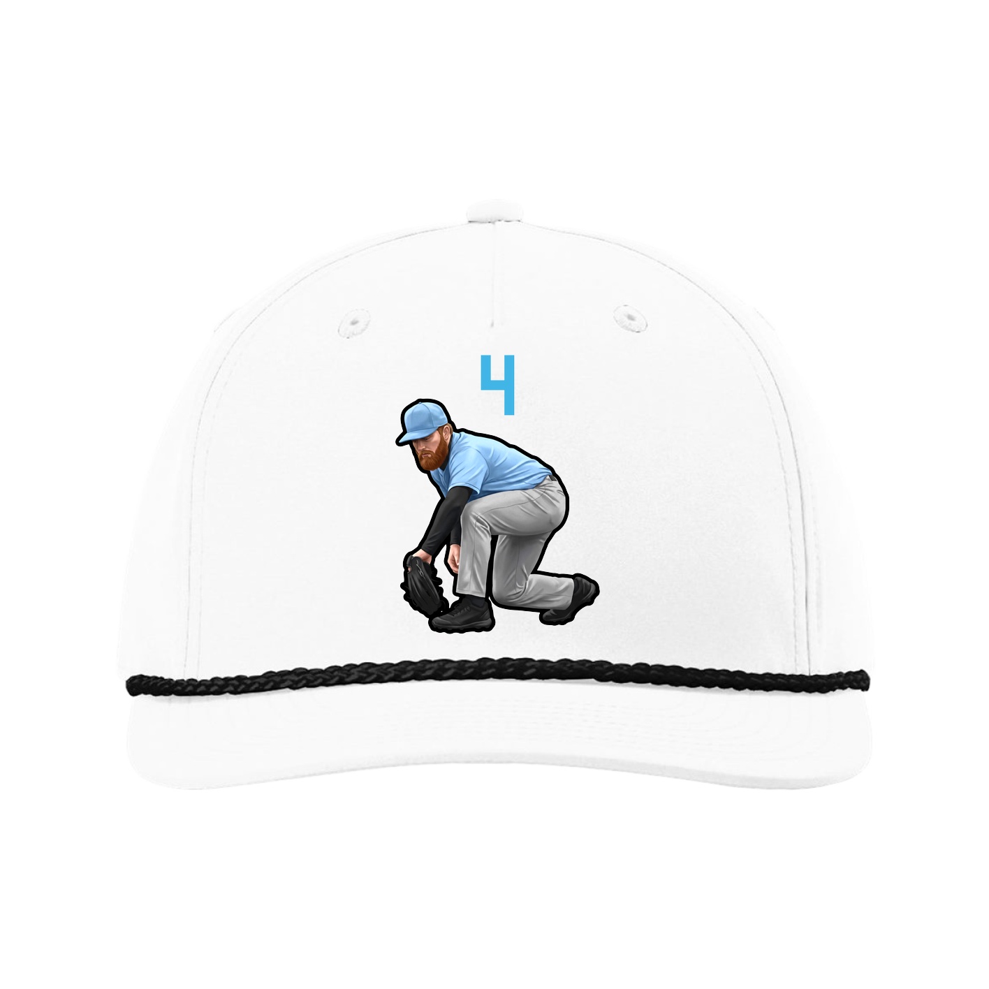 Five-Panel Classic Rope Cap — Number Top in White