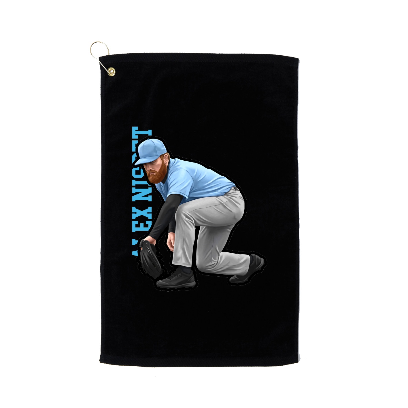 Golf Towel — Name Vertical in Black