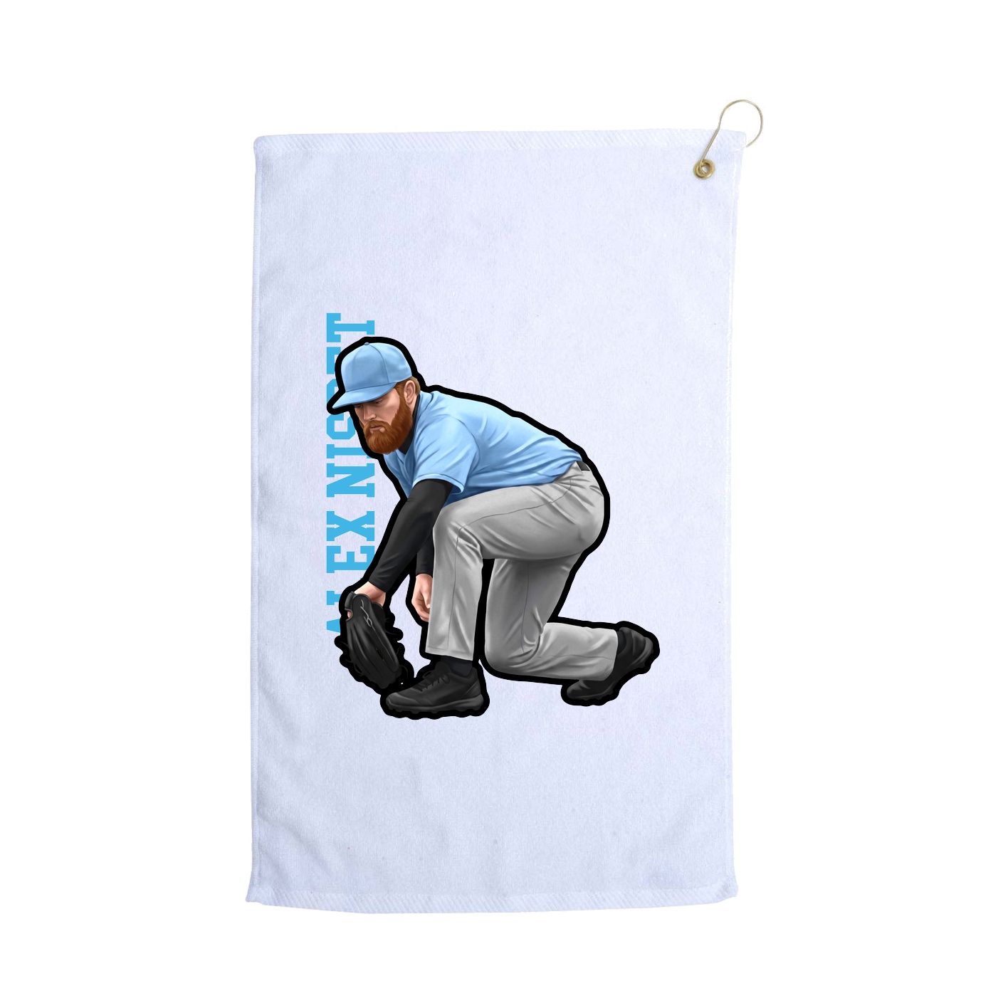Golf Towel — Name Vertical in White