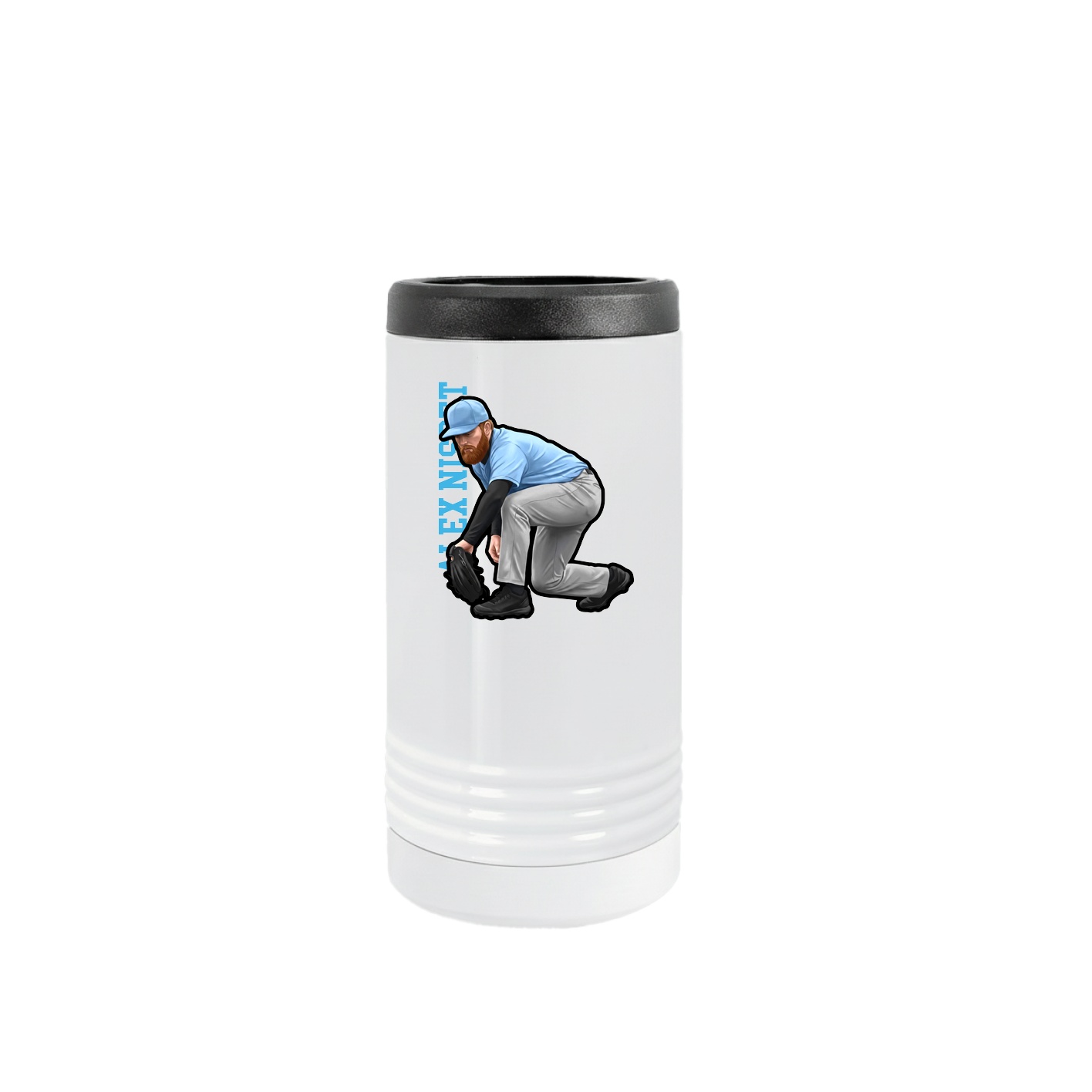 Slim Beverage Holder — Name Vertical in White