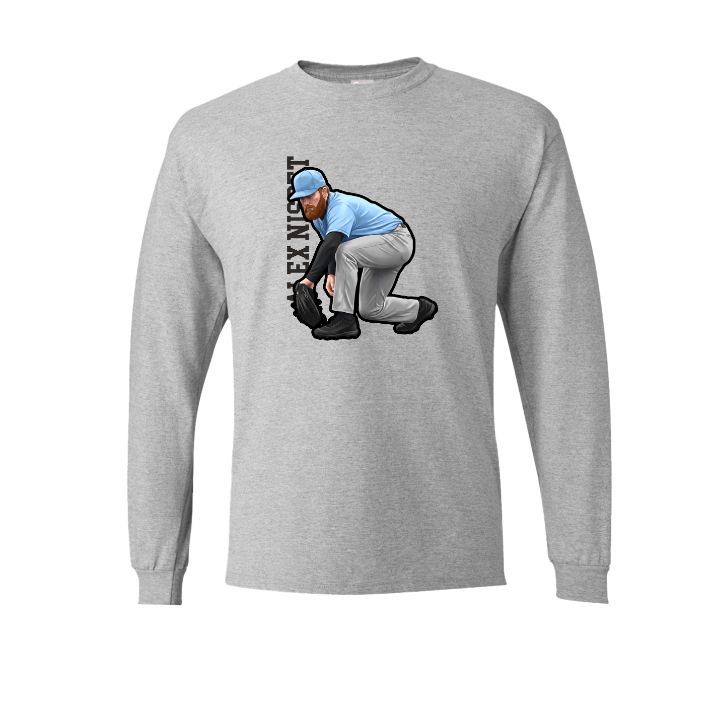 Long Sleeve Tee — Name Vertical in Grey