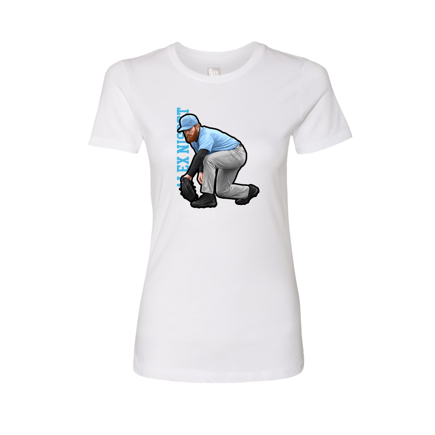 Fitted Women's Tee — Name Vertical in White