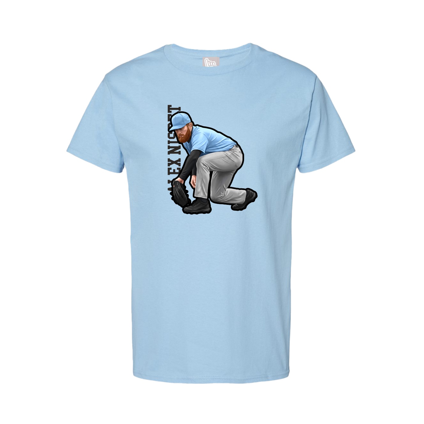 Youth Tee — Name Vertical in Light Blue