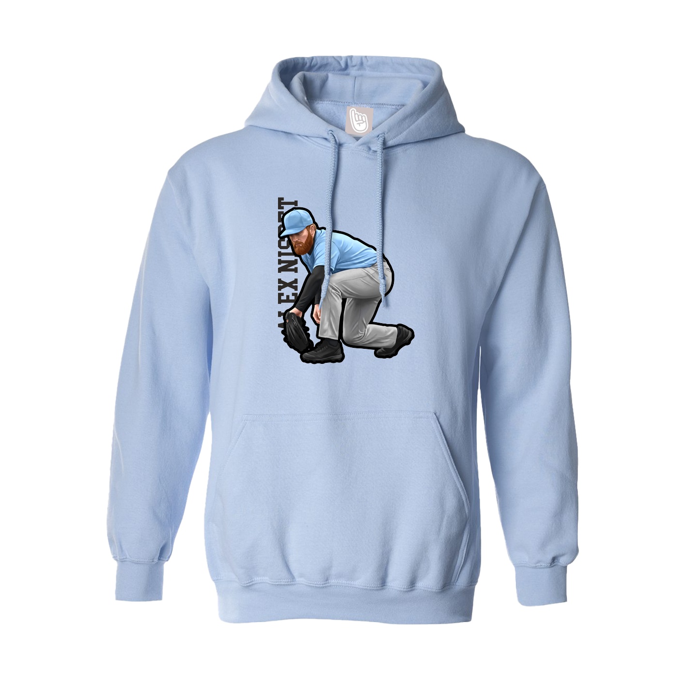 Hoodie — Name Vertical in Light Blue