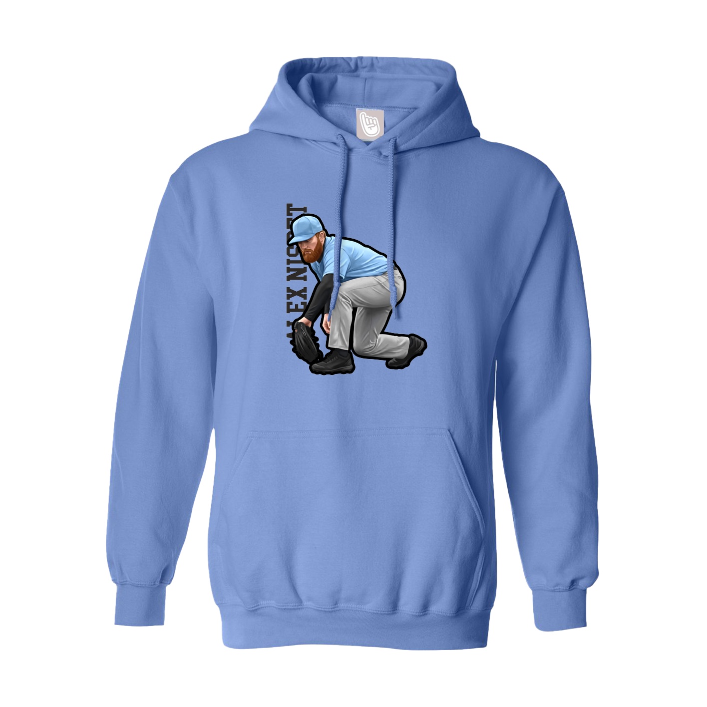 Youth Hoodie — Name Vertical in Powder Blue