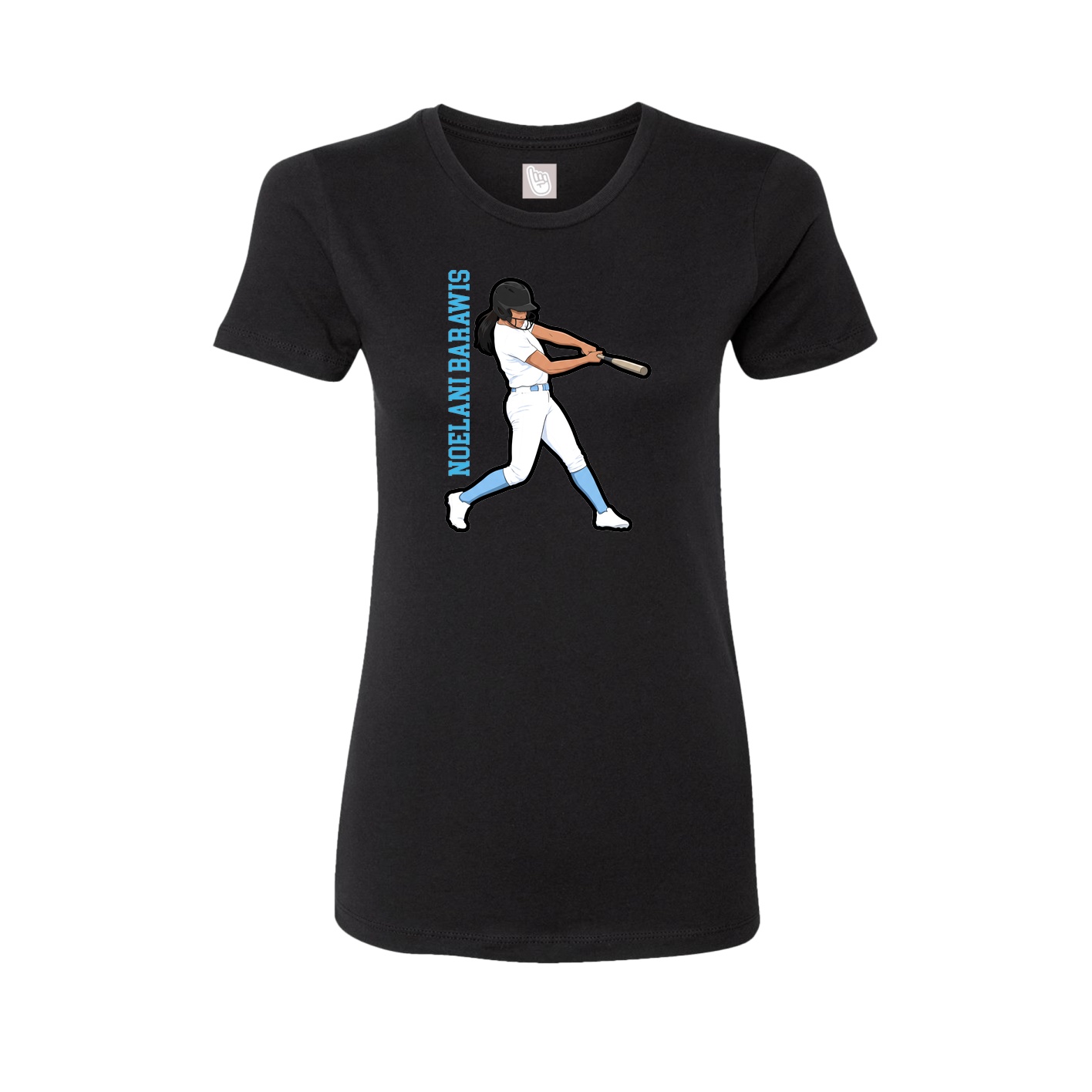 Fitted Women's Tee — Name Vertical in Black