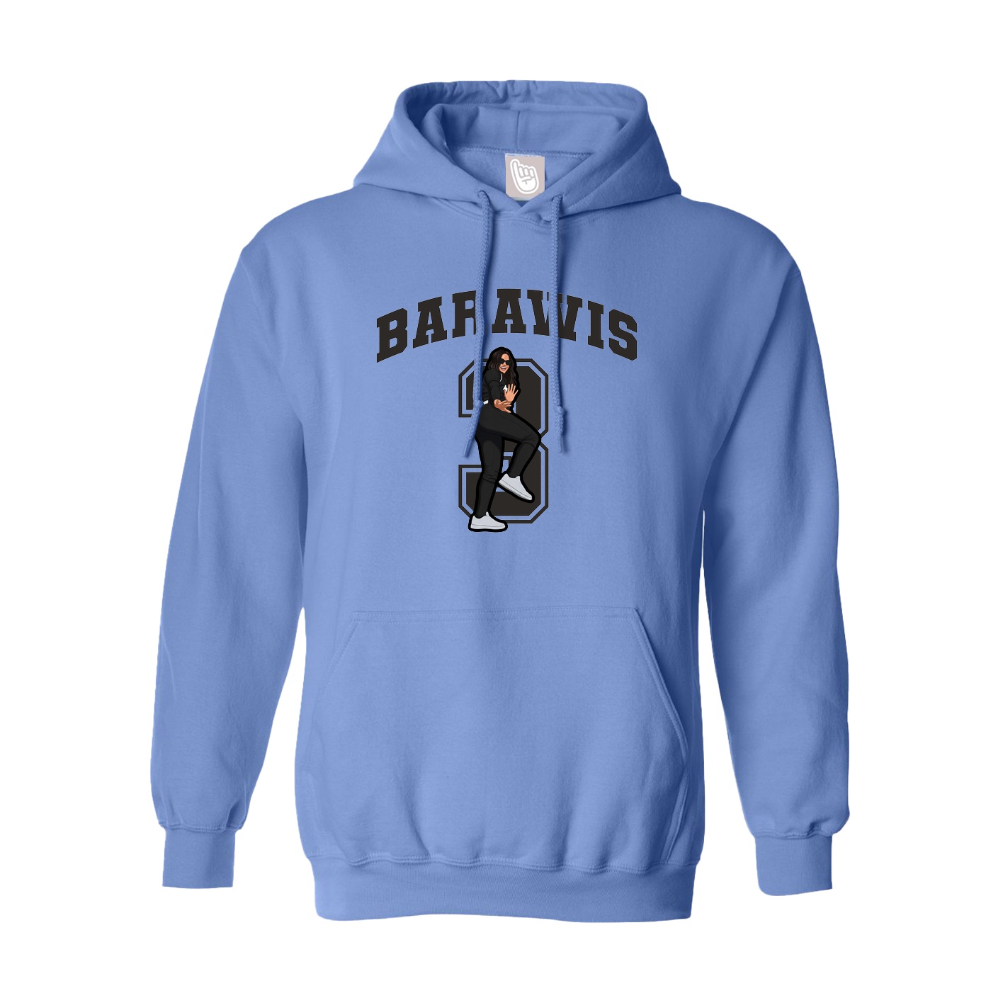 Youth Hoodie — Number in Powder Blue