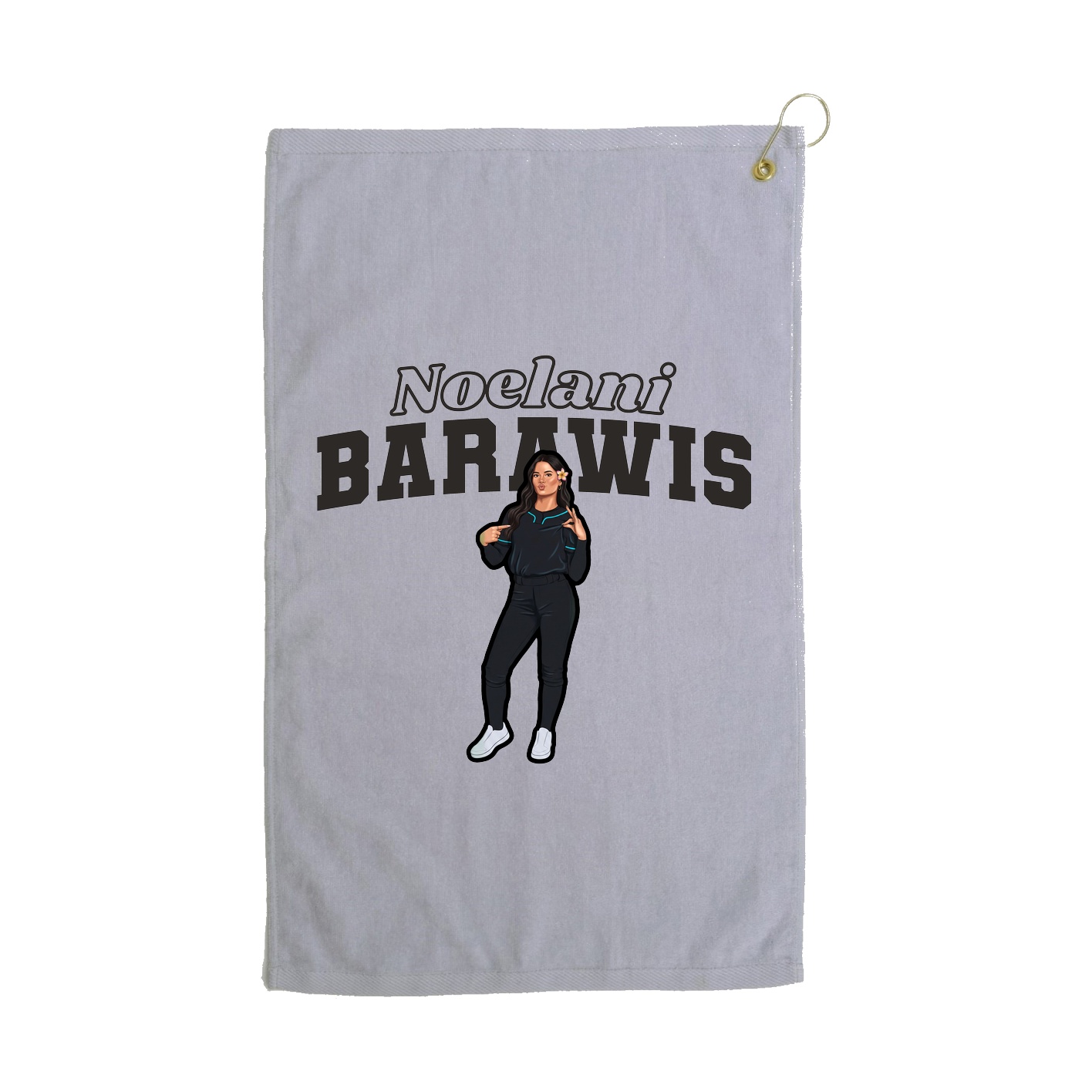 Golf Towel — Name Arch in Grey