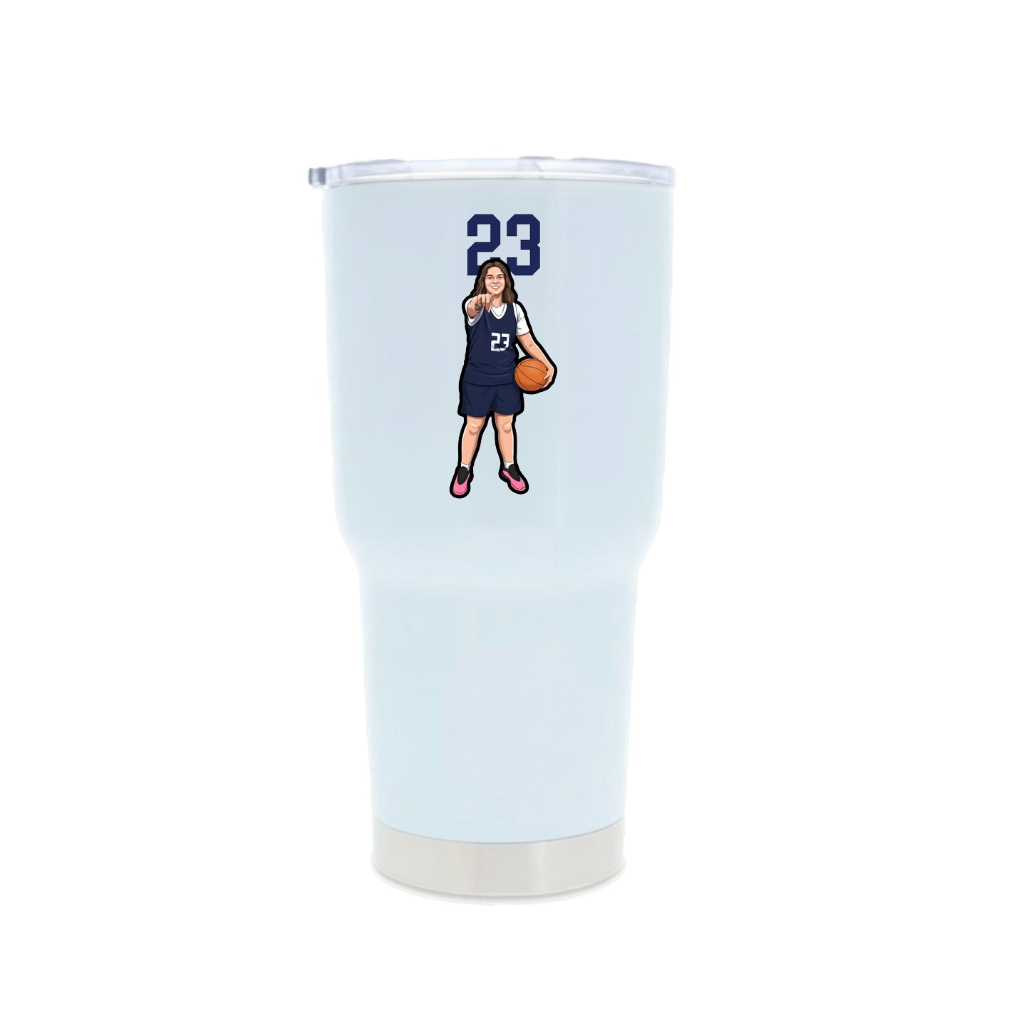 30oz Stainless Steel Tumbler — Number Top in White