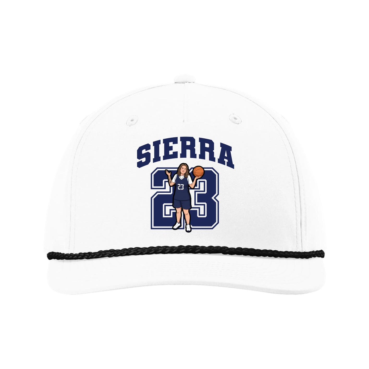 Five-Panel Classic Rope Cap — Number in White
