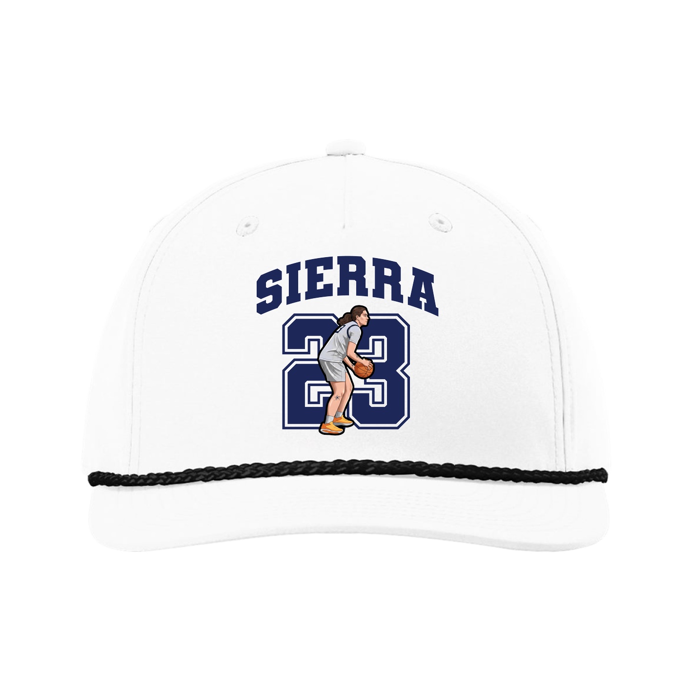 Five-Panel Classic Rope Cap — Number in White