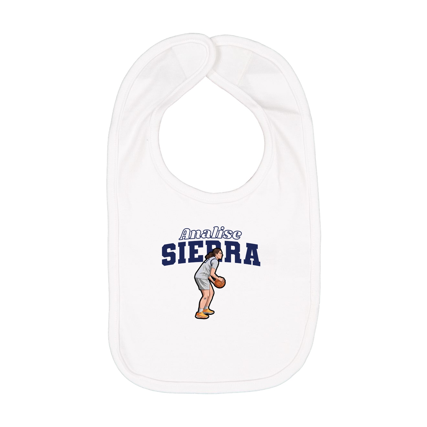 Infant Bib — Name Arch in White