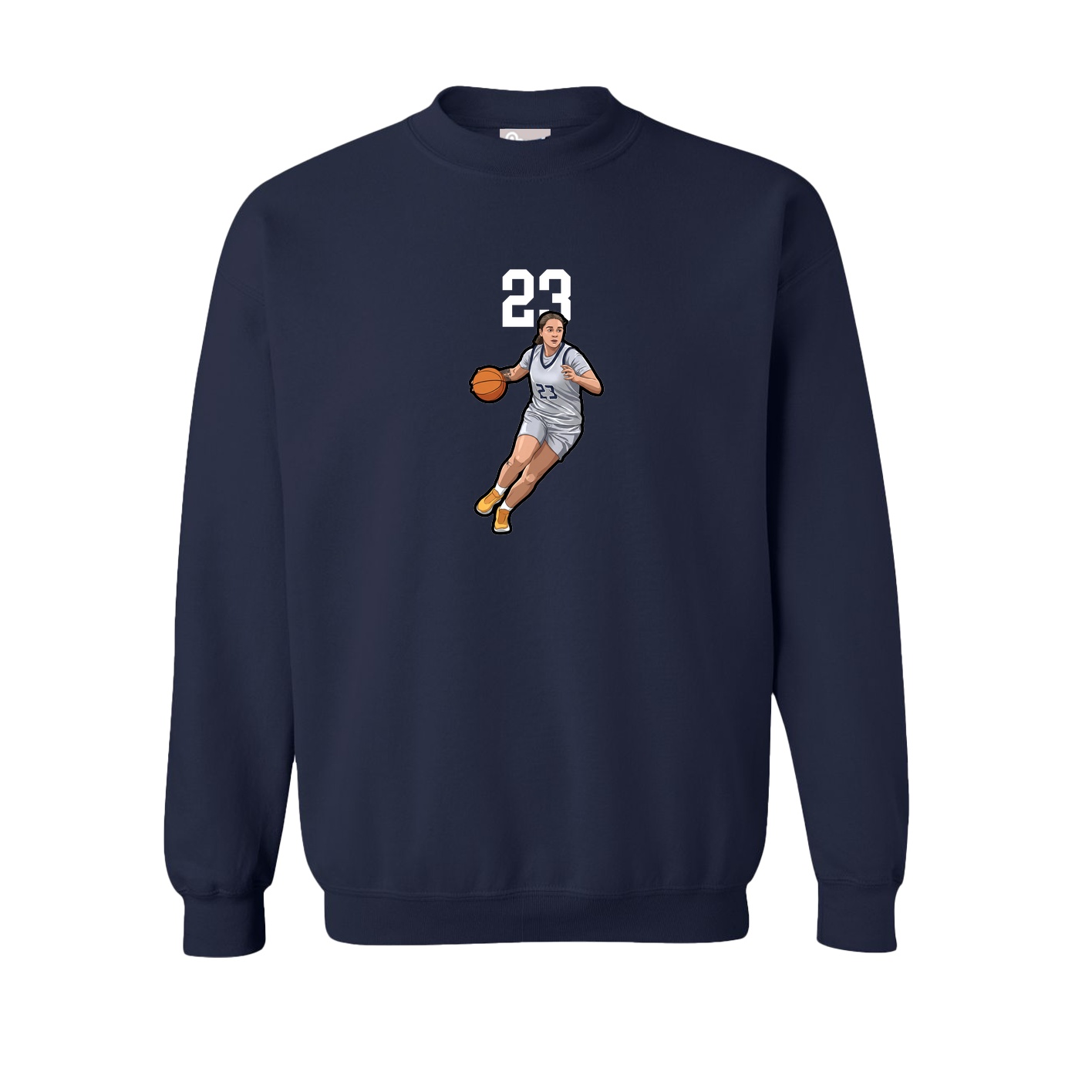 Fleece Crew — Number Top in Navy