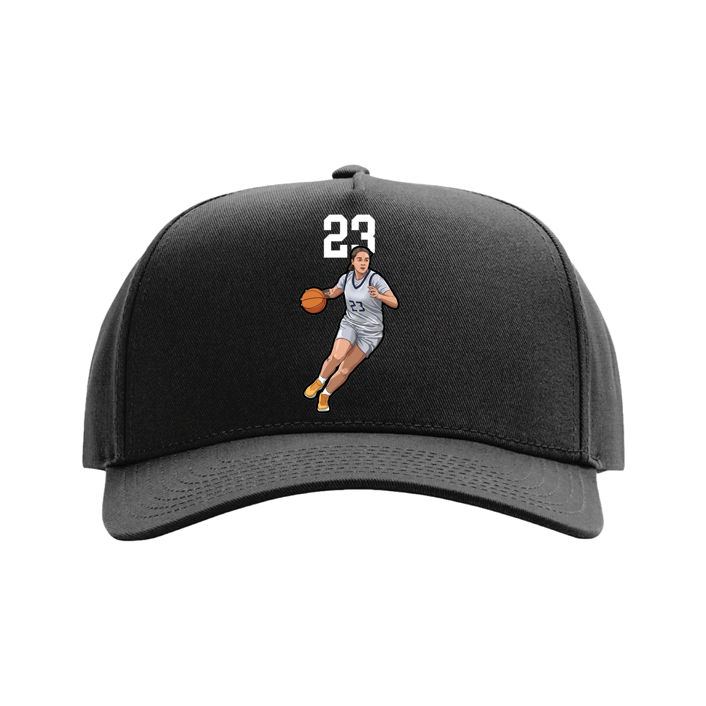 Full Fabric Five-Panel Champ Cap — Number Top in Black
