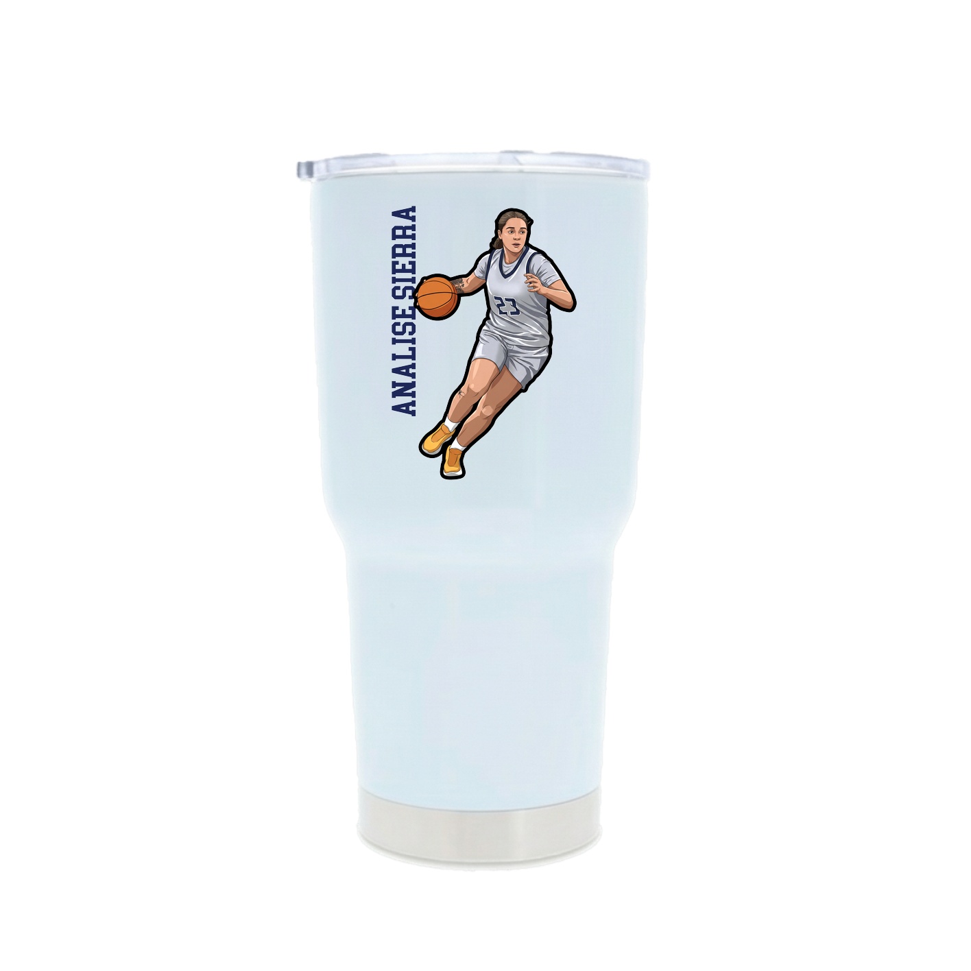 30oz Stainless Steel Tumbler — Name Vertical in White