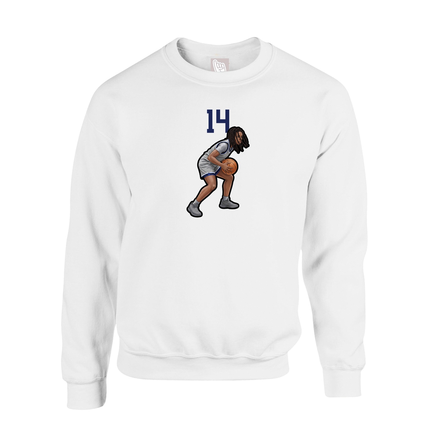 Fleece Crew — Number Top in White