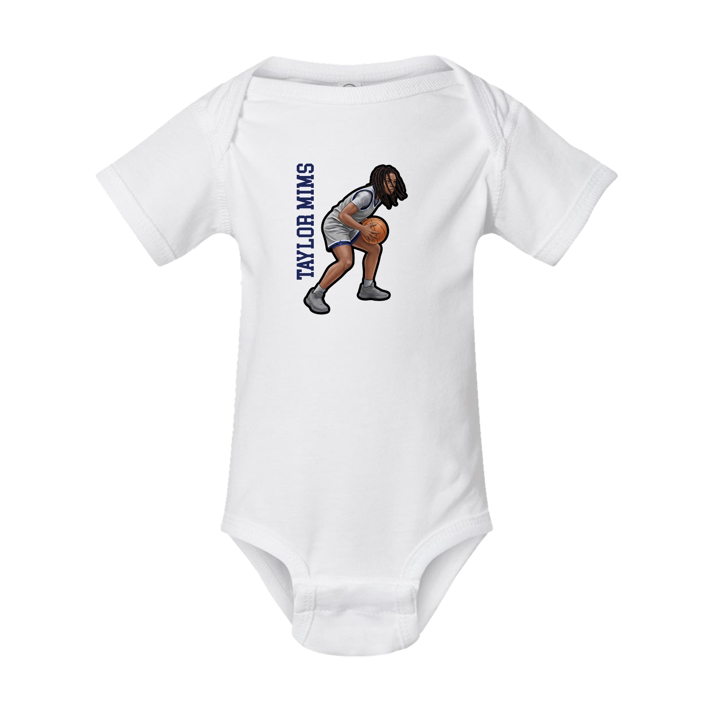 Baby Onesie — Name Vertical in White