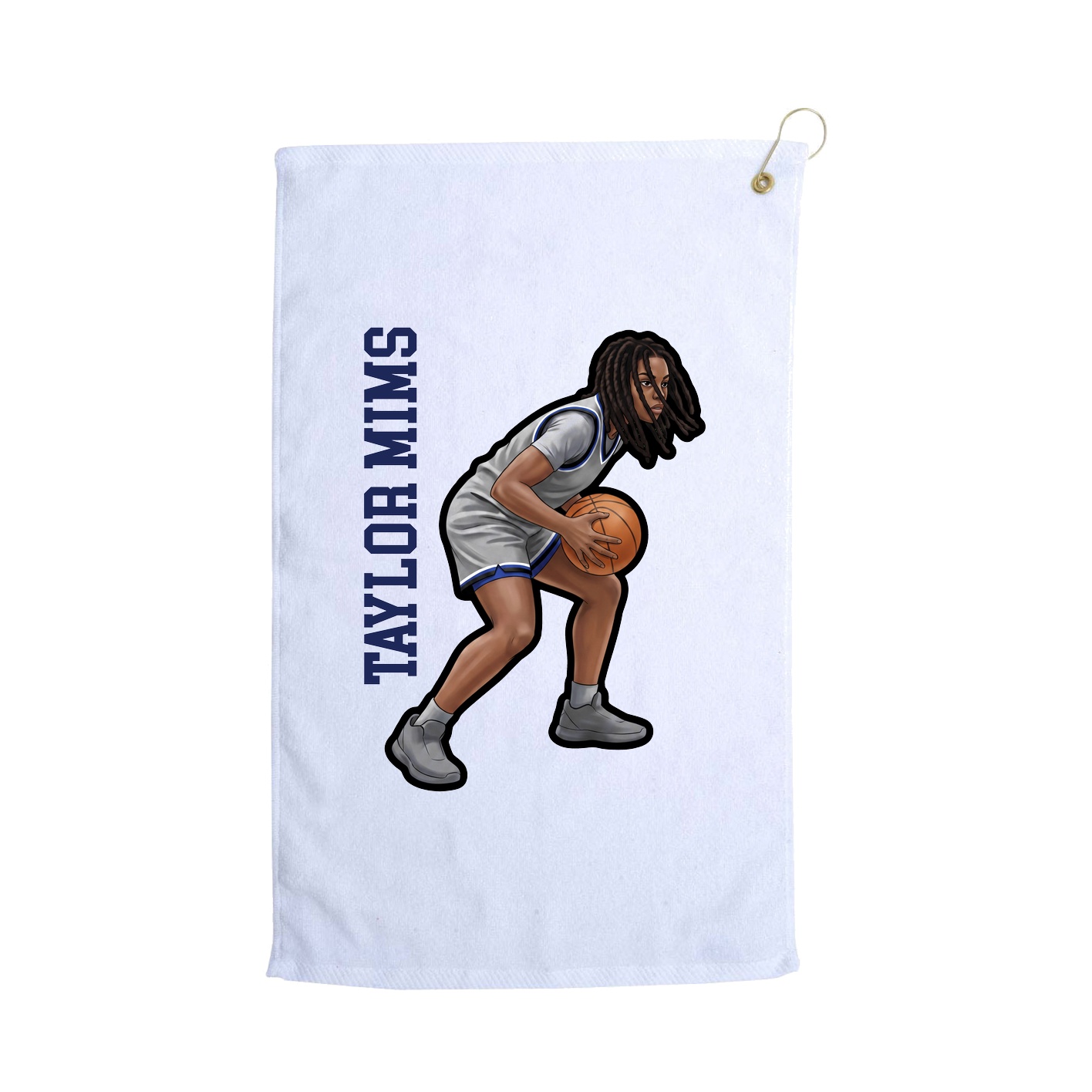 Golf Towel — Name Vertical in White