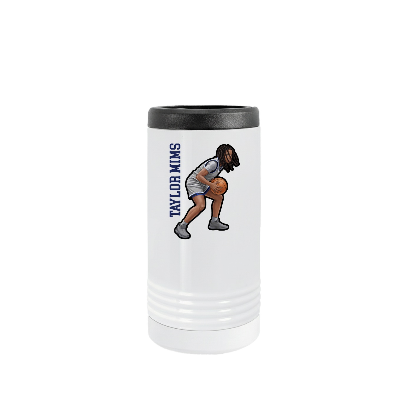 Slim Beverage Holder — Name Vertical in White